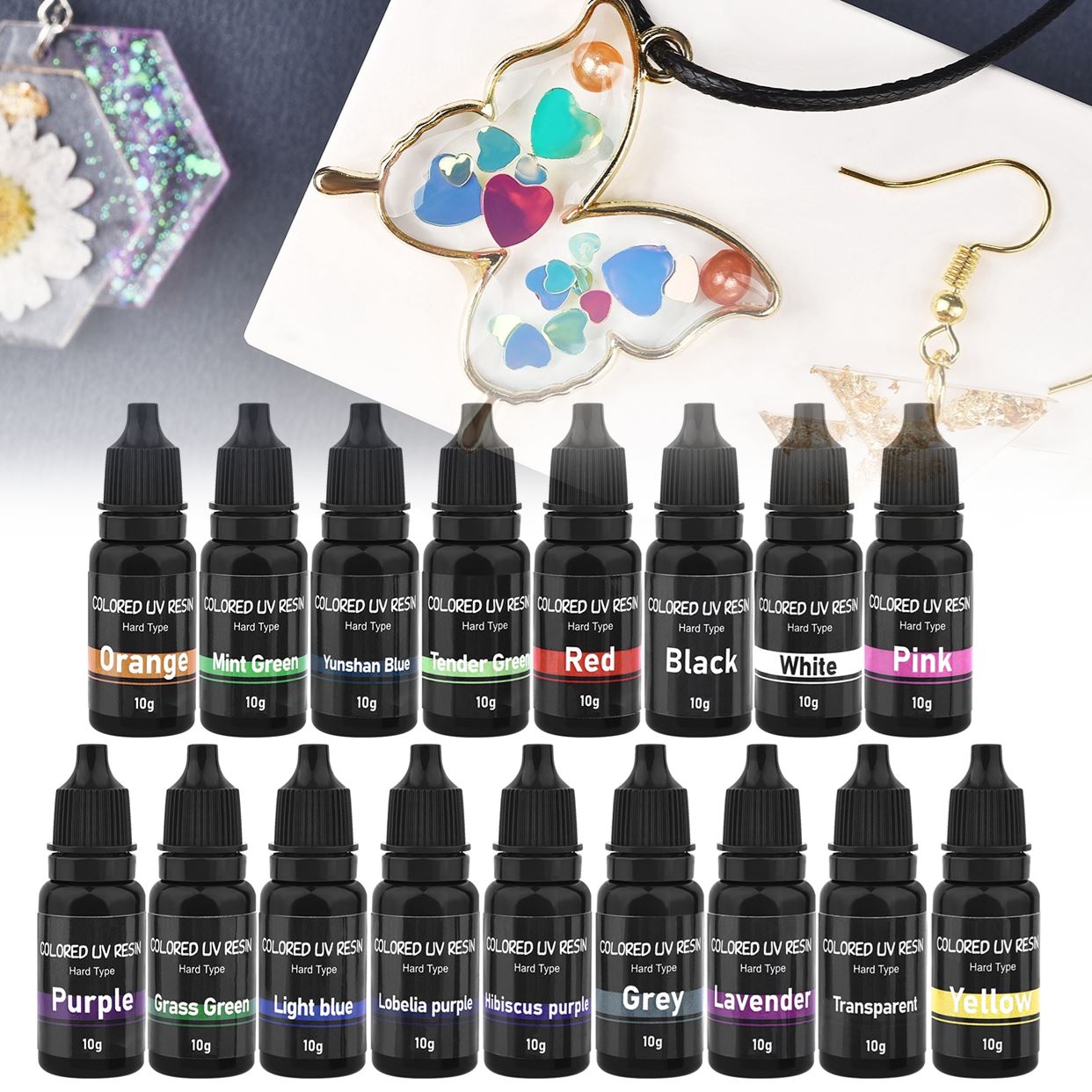 Epoxy Uv Resin Kit - 10กรัมสียูวีกาวอีพอกซีเรซินความละเอียดสูงปากกายูวีโปร่งใสฉายรังสียูวีเครื่องประดับ DIY ทำกาวเรซินยูวี