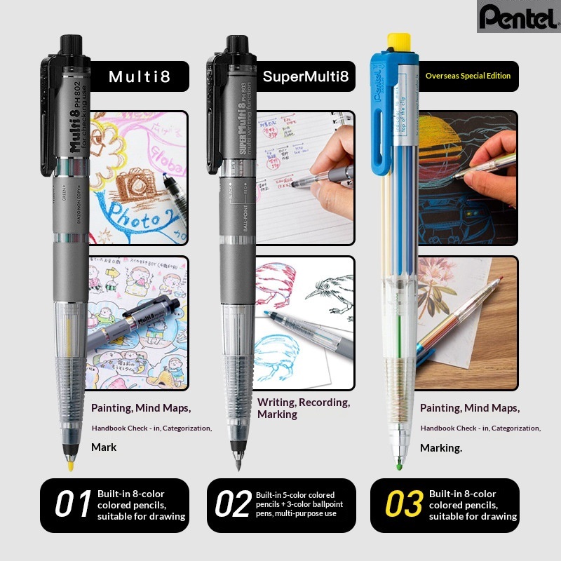 Staedtler Pencil Lumocolor - ดินสอกดเพนเทล อาร์ต มัลติ 8 สี ของแท้จากญี่ปุ่น