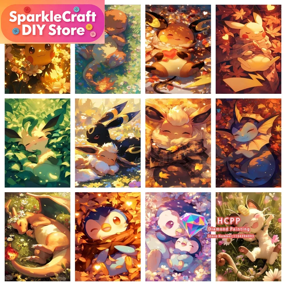 Resin Craft Kit - ชุดภาพวาดเพชร 5 มิติ ลายการ์ตูนโปเกมอน พิคาชู ชาริซาร์ด